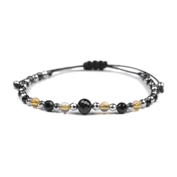 Bransoletka celebrytka czarny TURMALIN CYTRYN HEMATYT ochrona i energia